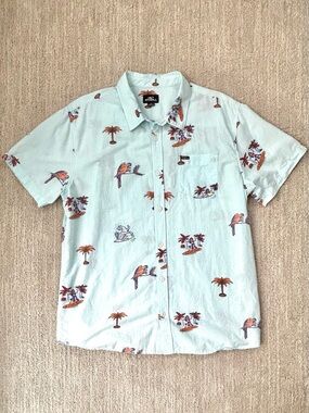 O'Neill Artist Series Pacific Roots Light Blue Tropical Print Men's XL EUC